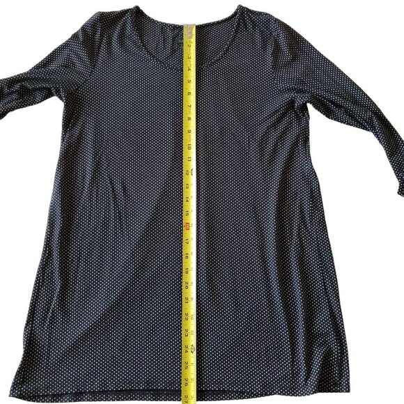 J Jill Tunic Blouse Scoop Neck  Black with Tiny Polka Dots Rayon Blend Small - Picture 12 of 13